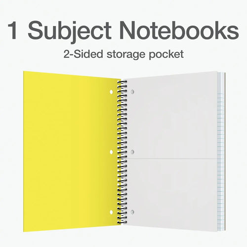 5-Pack College Ruled Spiral Notebooks, 100 Sheets Each, Pastel Colors, Durable Plastic Covers, 9x11 Inches