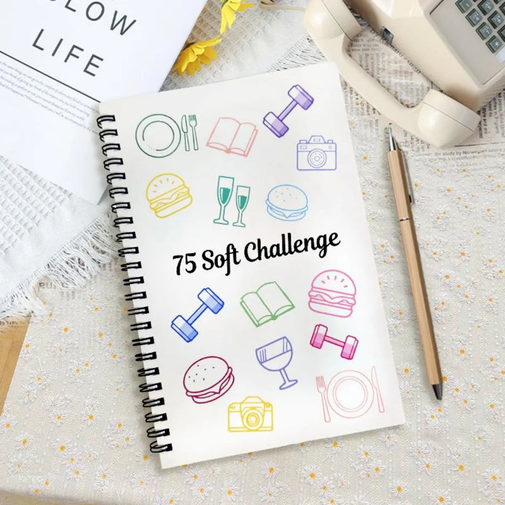 75 Soft Challenge Tracker Journal – Spiral Bound Fitness & Habit Log Notebook for Daily Progress Tracking