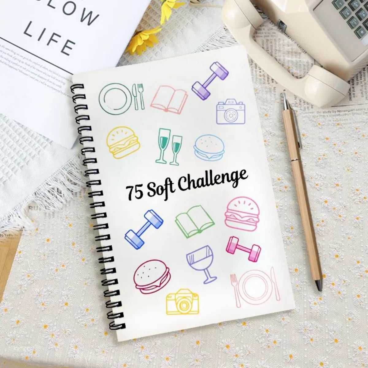 75 Soft Challenge Tracker Journal – Spiral Bound Fitness & Habit Log Notebook for Daily Progress Tracking