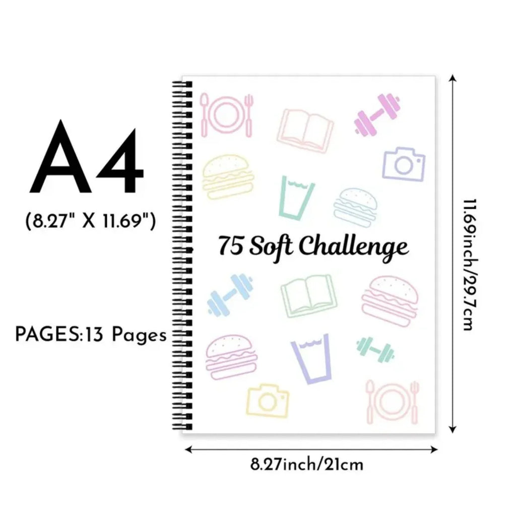 75 Soft Challenge Tracker Journal – Spiral Bound Fitness & Habit Log Notebook for Daily Progress Tracking