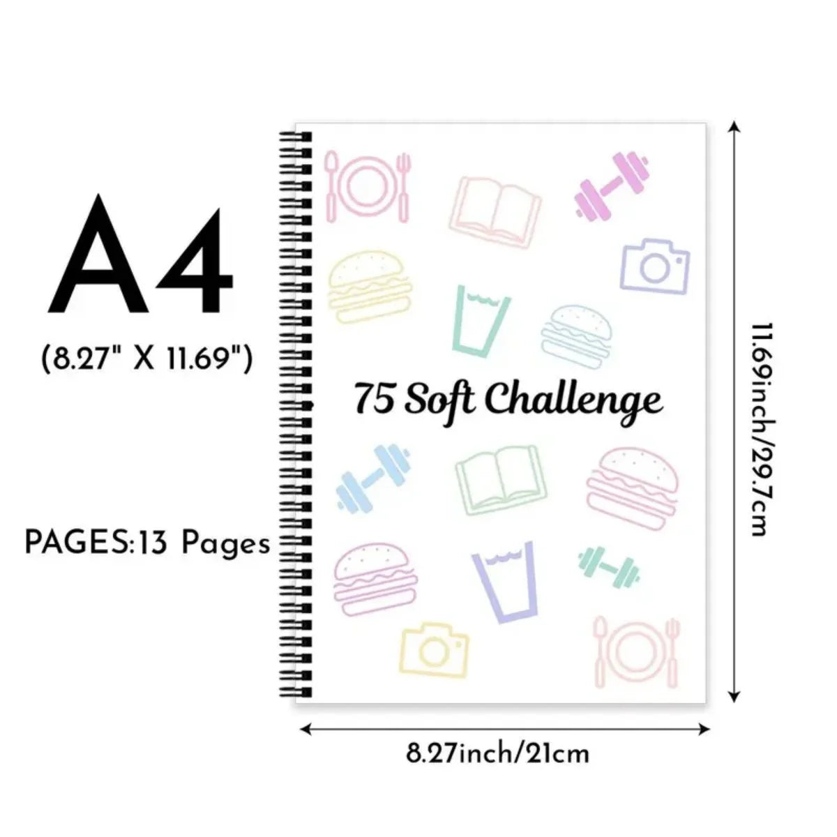 75 Soft Challenge Tracker Journal – Spiral Bound Fitness & Habit Log Notebook for Daily Progress Tracking